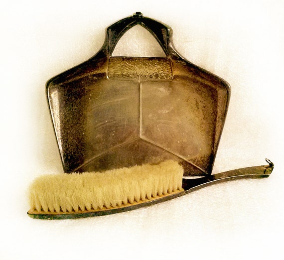 Crumb Tray and Brush / Table Dust Pan Set /Vintage Brass Table