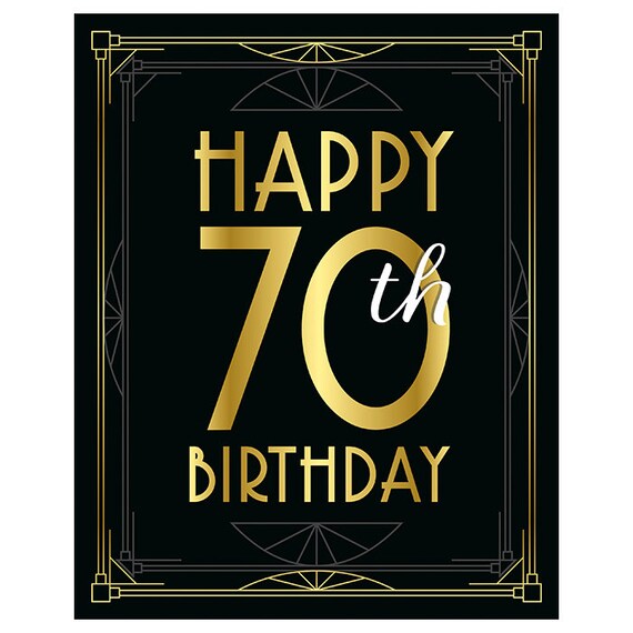 Birthday sign printable Happy 70th birthday by GoldMoonParty