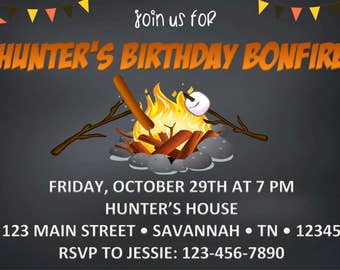 Bonfire Birthday Invitation