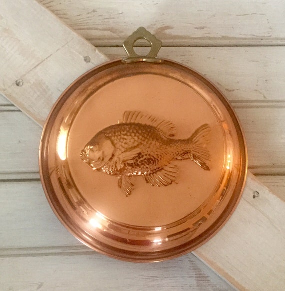 Copper Kitchen Mold with Embossed Fish