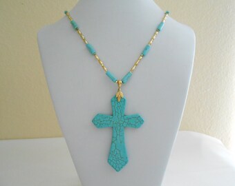 Magnesite and gold cross