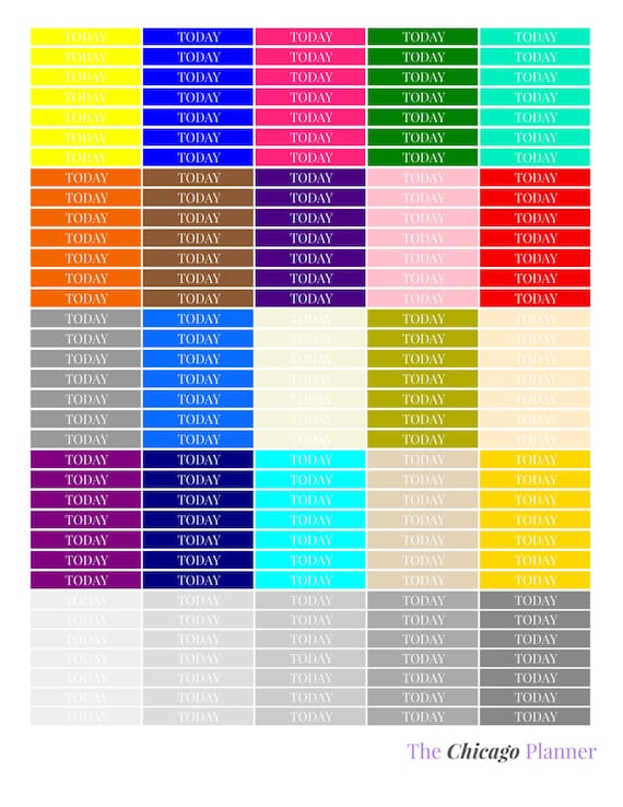 MultiColor Today Headers Printable Stickers by TheChicagoPlanner
