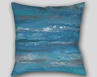 Designer throw pillow Abstract Aqua teal by ArtFromDeniseDecor