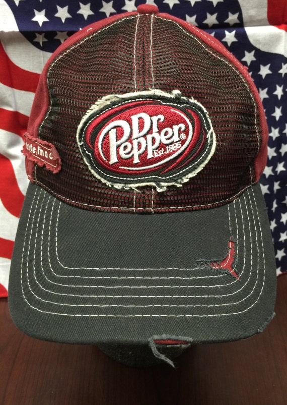 Dr Pepper Mesh Velcro Adjustable Cap by CoryCranksOutHats on Etsy