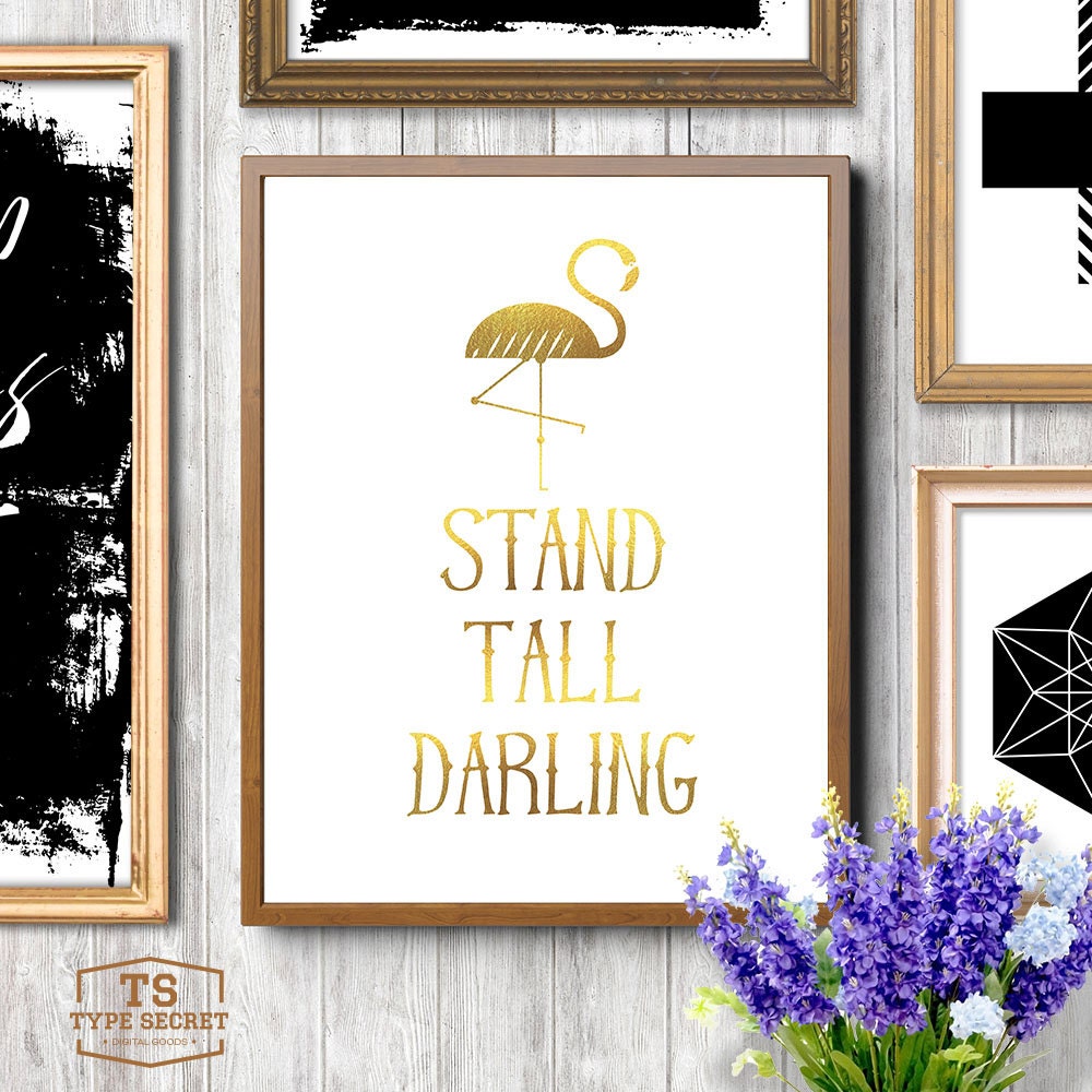 Gold flamingo print Stand Tall Darling nursery