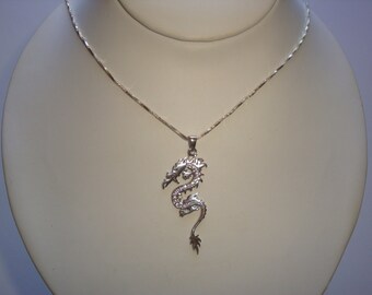 Sterling Silver Dragon / Serpent Necklace