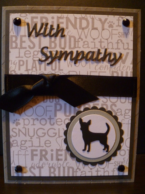 Handmade Black Chihuahua Sympathy Card With Sympathy Dog