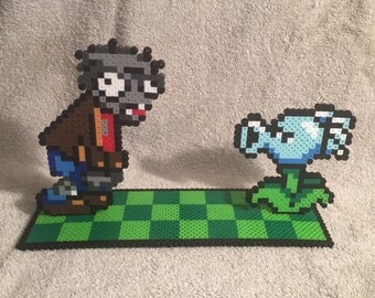 hama vs 2 zombies beads plants zombies  Plants vs Etsy