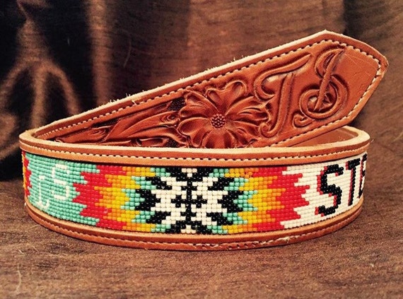 Customized Men's Beaded Belt by KaylynnsCustoms on Etsy