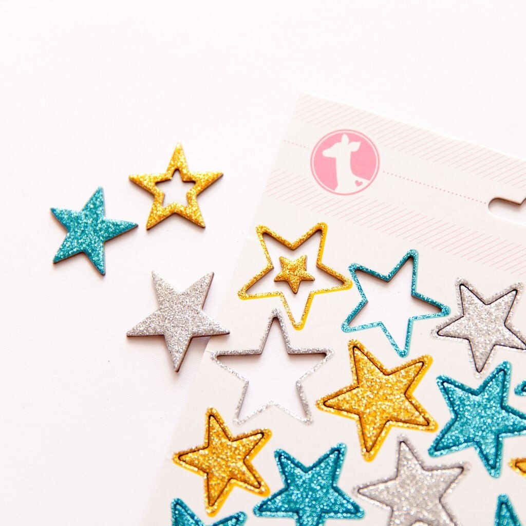 Chipboard Glitter Star Embellishments