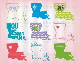 Louisiana SVG Collection State Files - SVG File - Monogram Svg State - American States Svg Files - Svg Silhouette Files - Svg Cricut Files
