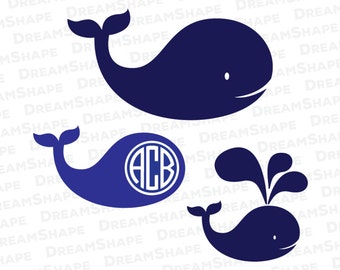 Whale SVG, Fish SVG Files, Monogram Svg Files, Whale Svg Files, Fish Svg Files, Die Cut Machine, Vinyl Cutters, Fish SVG, Instant Download