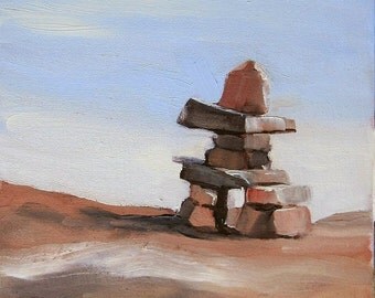 Small Art - Inuksiuk #7 - Oil Painting 8x10 - SHIPPING Included