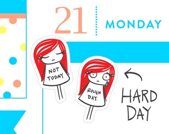 P013 - Hard days stickers, planner stickers, Filofax, Kikki K, adulting stickers, sad stickers, sick day, MINI size, 40 stickers, PPC155