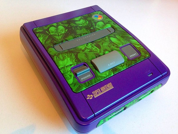 custom The joker themed snes hydro dipped super by funkynerds