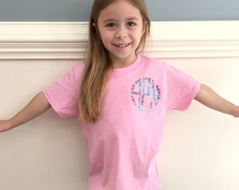 Lily Pulitzer Vinyl Monogram Shirt, Girls Monogram T-Shirt, Monogram T-Shirt, Girls Monogram Shirt, Toddler Monogram Shirt