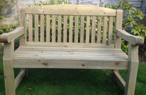 5 foot Engraved Redwood Garden Bench for anniversary