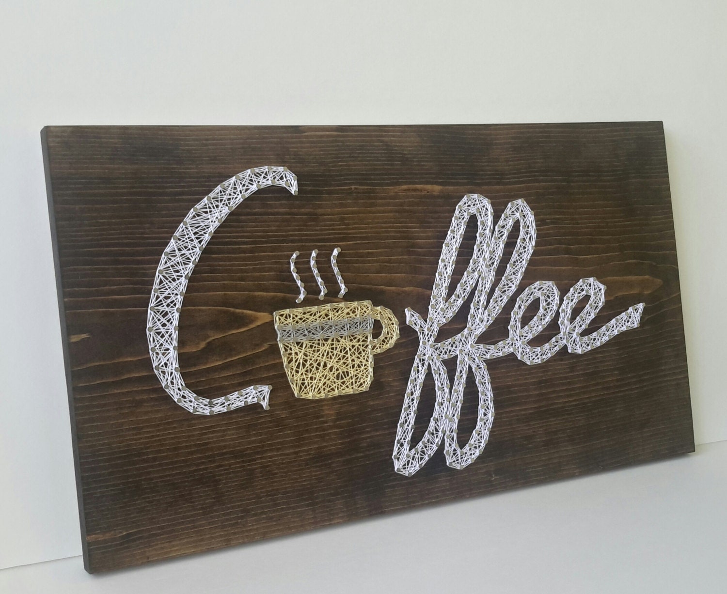 Coffee with Mug String Art Beverage Decor Sign for Cafe or