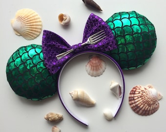 Little Mermaid Ariel Mickey Minnie Mouse Ears Headband Head Band Dinglehopper