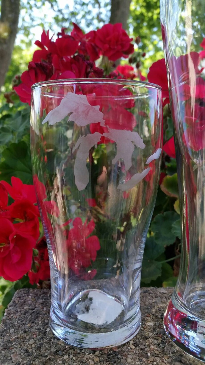 Michigan's Great Lakes etch on tall or short by KobasicCreations