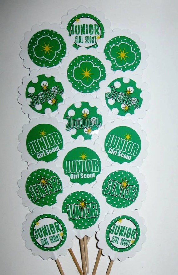 Junior Girl scouts Cupcake Toppers/Party Picks 15pc set Item