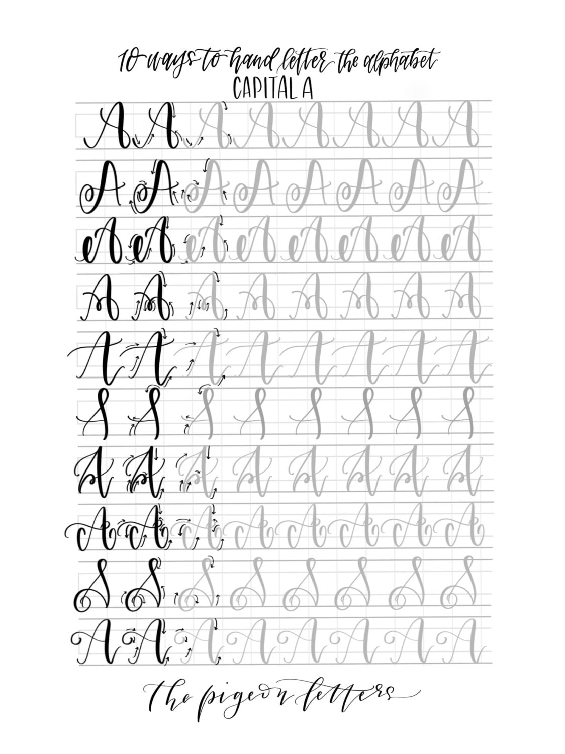 bundle save hand lettering practice sheets by thepigeonletters