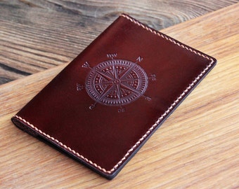 Leather passport cover Graduation gift Personalized passport holdrer Travel wallet Passport wallet Gift for him Husband gift compass