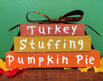 Turkey, Stuffing, Pumpkin Pie Stacking Blocks