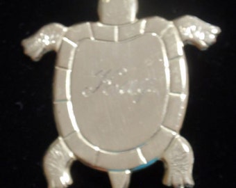 Engraved Turtle Brooch