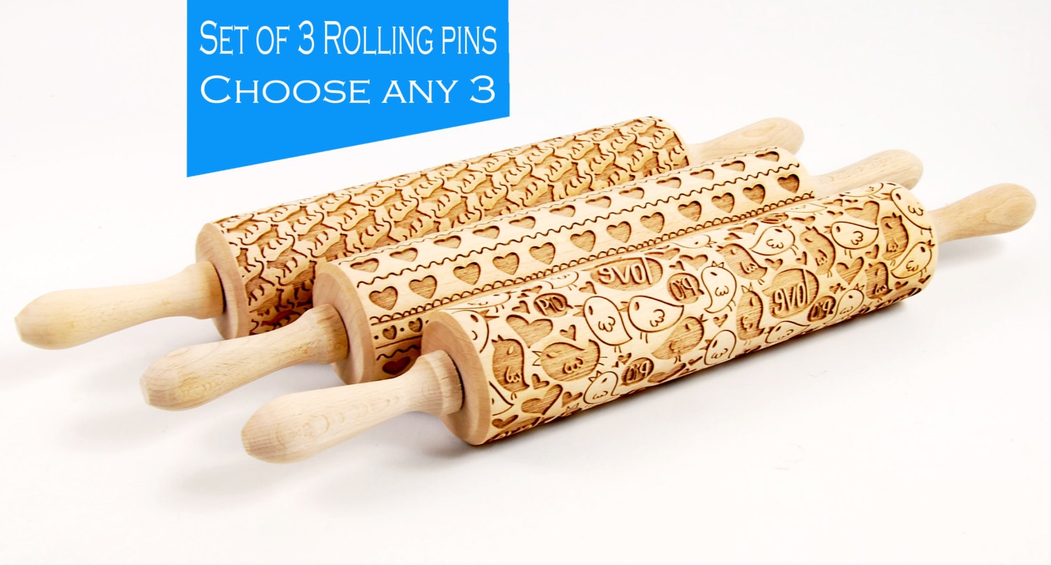 CHOOSE ANY 3 of all our patterns - Embossing rolling pin, laser ...