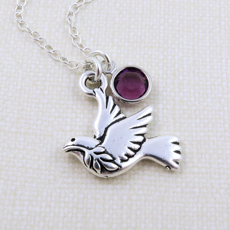 Silver Dove Necklace Peace Dove Jewelry Dove Charm Necklace