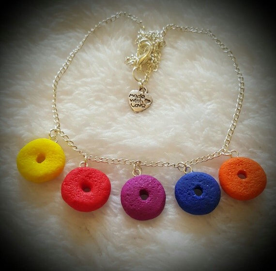 Fruit loop charm necklace by CarebearsCreation on Etsy