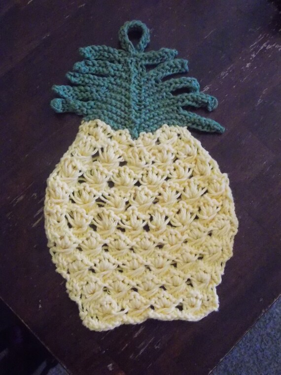 Items similar to Hand knit pineapple dishcloth kitchen cotton on Etsy