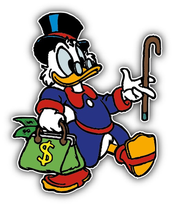 Scrooge McDuck Money Bag Cartoon Car Bumper Sticker by slonotop