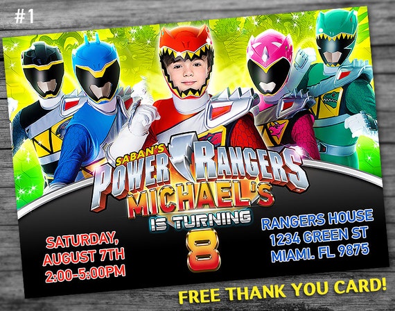 Personalized Power Rangers Birthday Invitations 3