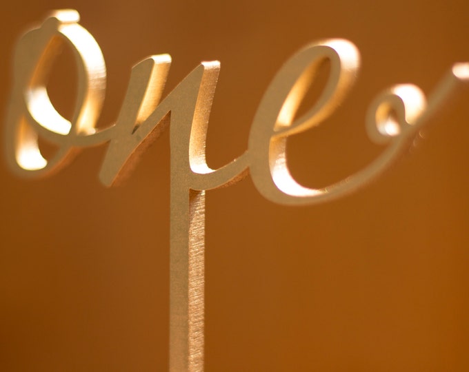 Table number, wedding table numbers, with the stick, non-free standing 12" in height