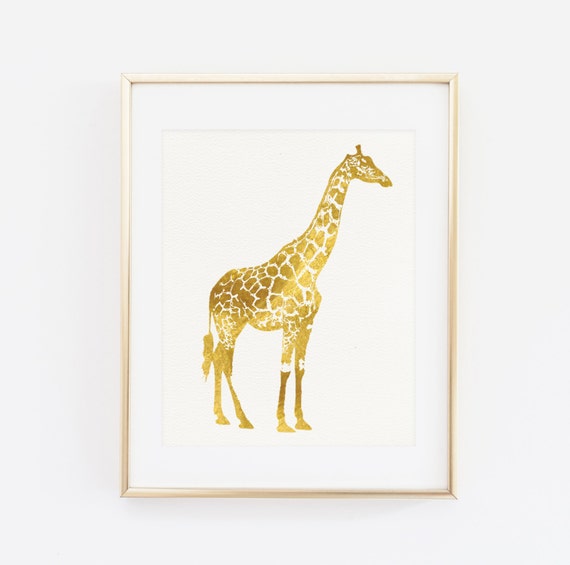 Gold Giraffe Art Print Giraffe Print Giraffe Nursery Art