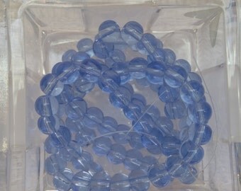 Beads, Glass Beads, Light Blue Glass Beads, Blue Beads, Light Blue Transparent Beads, 5-6mm Beads, Listing is for Approx 50 Beads