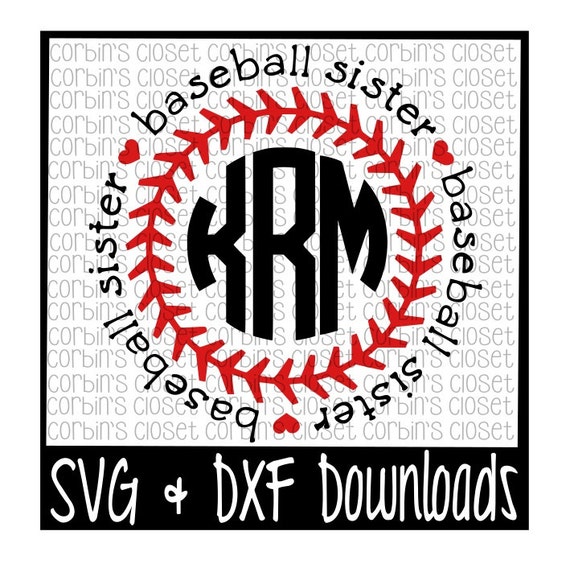 Download Baseball Sister Circle Monogram Cutting File SVG & DXF Files