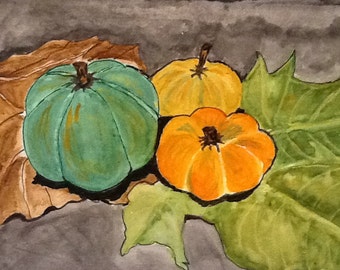 Pumpkins Original paiting ,fall painting