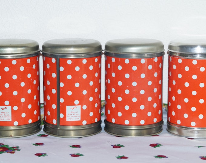 Vintage kitchen tins - Set of 4 tins - Soviet kinchen containers