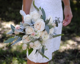 DIY Wedding Flower Package, Bridal Bouquet, Fresh Flowers, Light Pink & White Wedding, Romantic Wedding