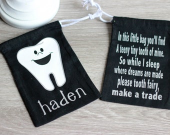 Tooth Fairy Bag, Tooth Holder, Tooth Fairy Pouch, Personalized Tooth Bag, Tooth Keepsake
