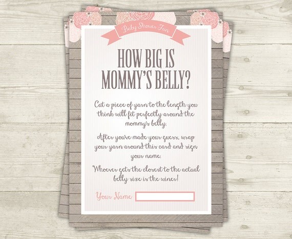 Baby Shower Games Printable How Big is Mommy's Belly