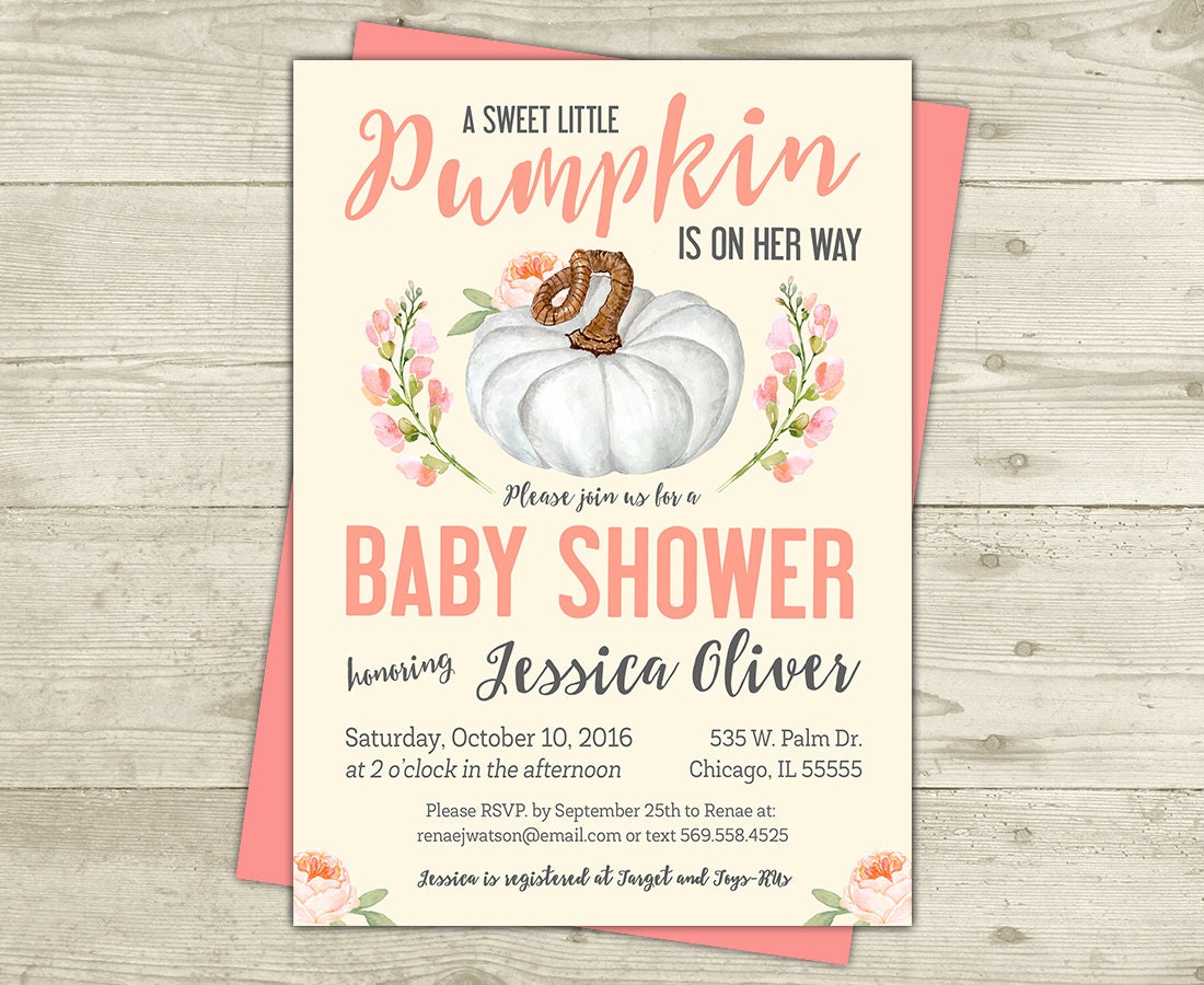 Little Pumpkin Baby Shower Invitation Autumn Fall Baby