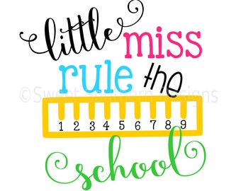 Little miss rule the school ruler back to school SVG DXF instant download design for cricut or silhouette