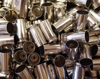 45 ACP Once Fired Nickel Plated Brass 250 + Pieces. This brass is great for reloading, jewelry making and other crafts.