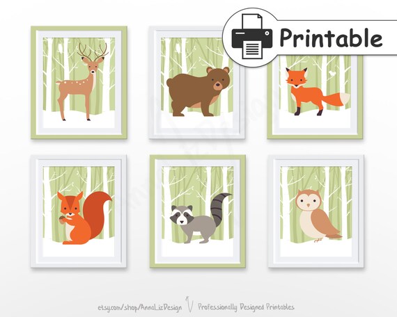 PRINTABLE Woodland nursery wall art Woodland animals print