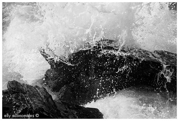 Landscape Photography, Seascape, Black and White Waves, Crashing Waves on Rocks, ocean, sea, ocean wall art, ocean waves, 044