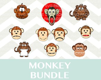 Monkey SVG Bundle, Monkey bundle, Monkey Clipart SVG, Png, DXF, Cutting Files Svg, Monkey clipart, Monkey clipart, Animal png, Animal bundle
